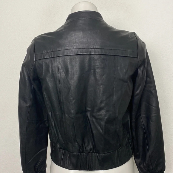 Ana Black Front Zip Soft Leather Bomber Jacket Size SP - Picture 3 of 9